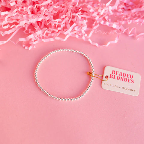 Beaded Blondes | 3mm Silver Beaded Bracelet