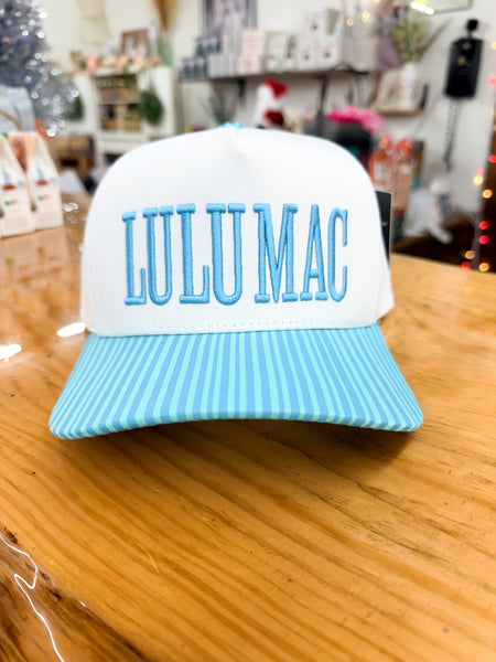 LULU MAC Blue Cabana Stripe Trucker Cap