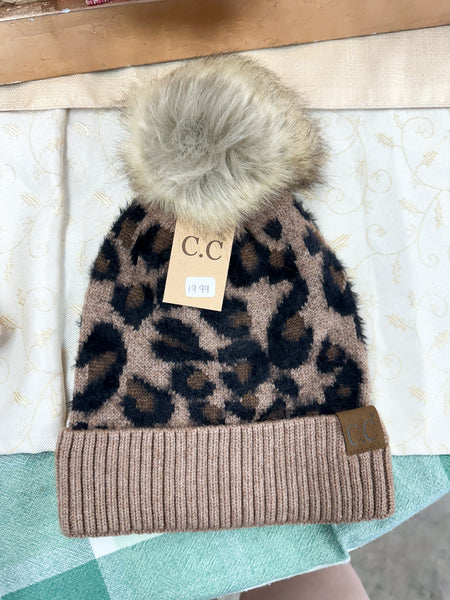 Leopard Pom CC Beanie