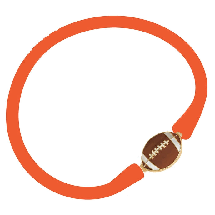 Enamel Football Silicone Bali Bracelet | Orange