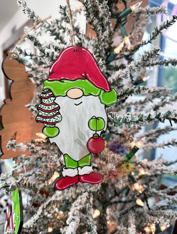 HAND-PAINTED WOOD ORNAMENT | Festive Monster Gnome #1