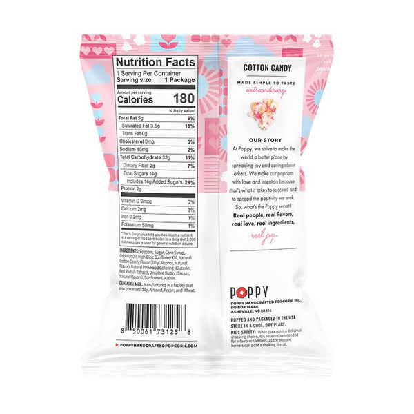 Poppy Handcrafted Popcorn Snack Bag - Cotton Candy