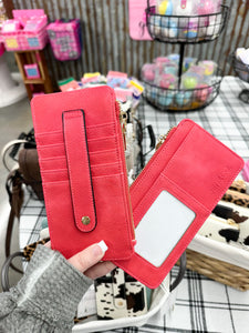 Saige Slim Card Holder Wallet - Hot Pink