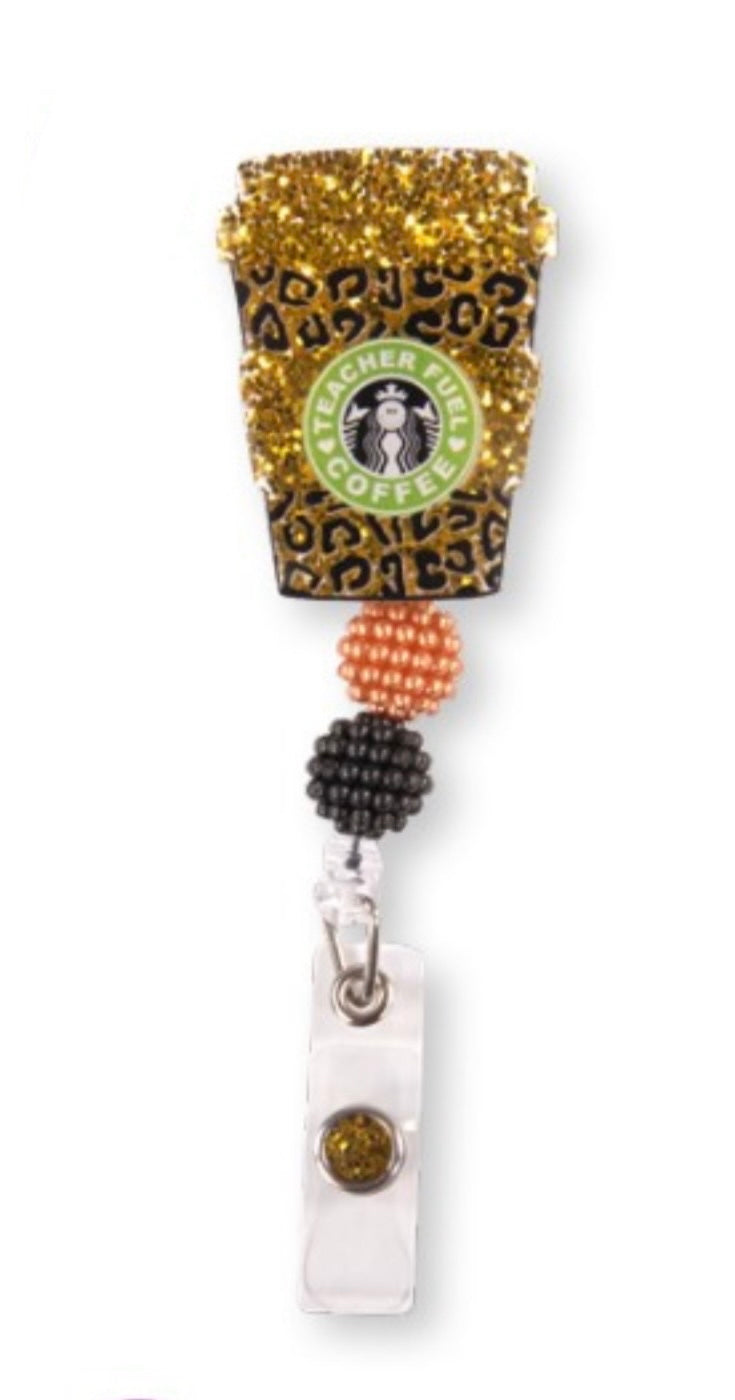 Simply Southern Badge Reel | Brown Leopard - Teacher Fuel • Coffee
