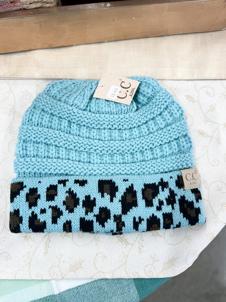 KIDS' Matching Cuff Leopard Print CC Beanie