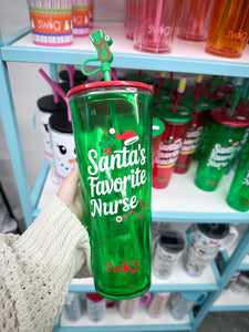 Swig 24 oz Plastic Tumbler - Santa's Favorite Nurse