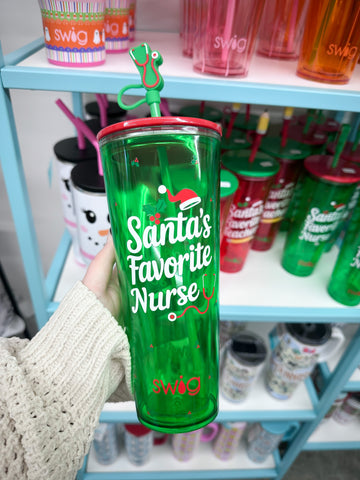 Swig 24 oz Plastic Tumbler - Santa's Favorite Nurse