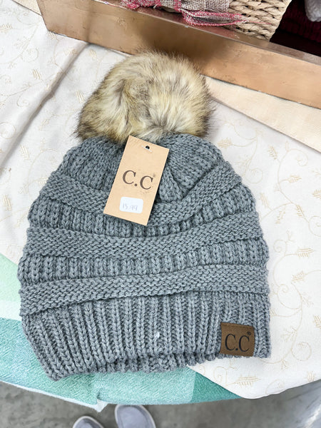Fur Pom CC Beanie