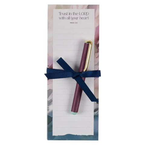 Trust in the Lord Magnetic Notepad and Pen Gift Set - Proverbs 3:5