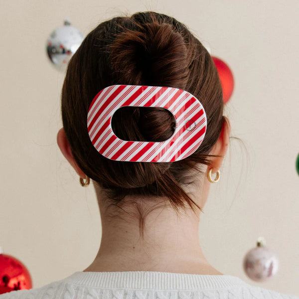 Teleties Flat Round Clip - Candy Cane Crush
