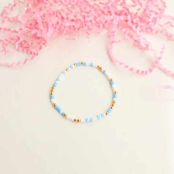 Beaded Blondes | Blue + White Sprinkle Bracelet