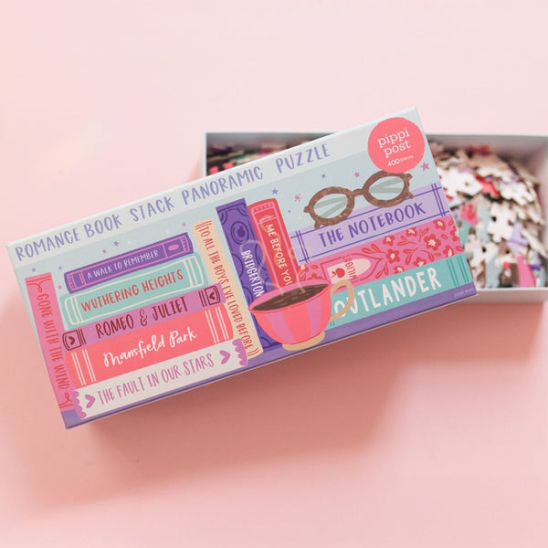 Romance Novels Bookshelf - 400 Piece Panoramic Jigsaw Puzzle