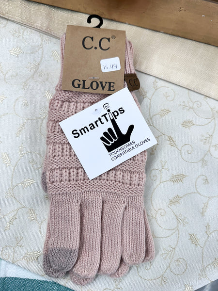 Solid Cable Knit CC Gloves