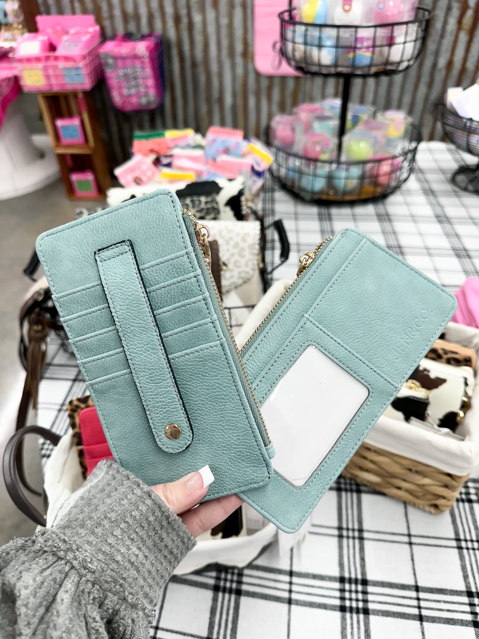 Saige Slim Card Holder Wallet - Light Teal