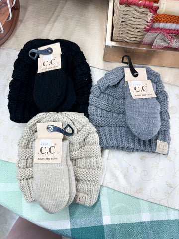 BABY Solid CC Beanie with Mitten SET