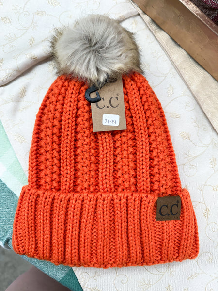 Fuzzy Lined Fur Pom CC Beanie