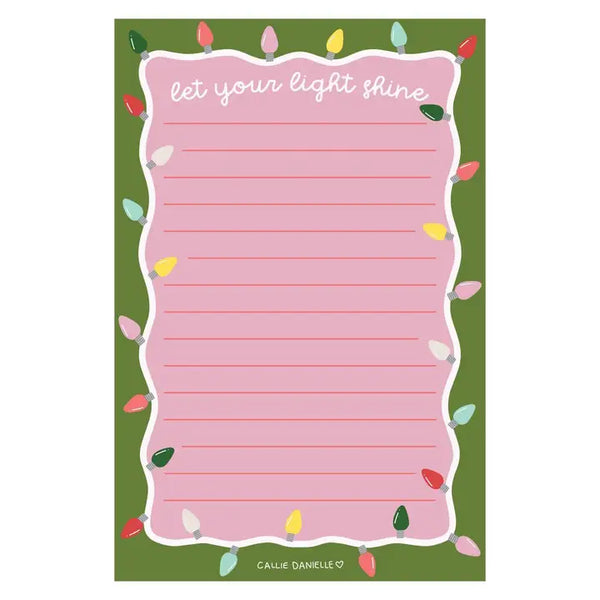 Let Your Light Shine Christmas Lights 4x6 Lined Notepad
