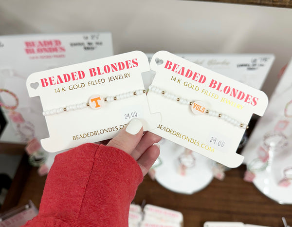 Beaded Blondes | Tennessee / Vols Logo Beaded Sprinkle Bracelet