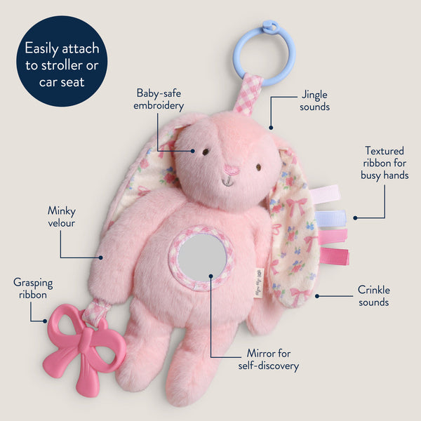 Bitzy Traveler™ Developmental Sensory Toy - Pink Bunny