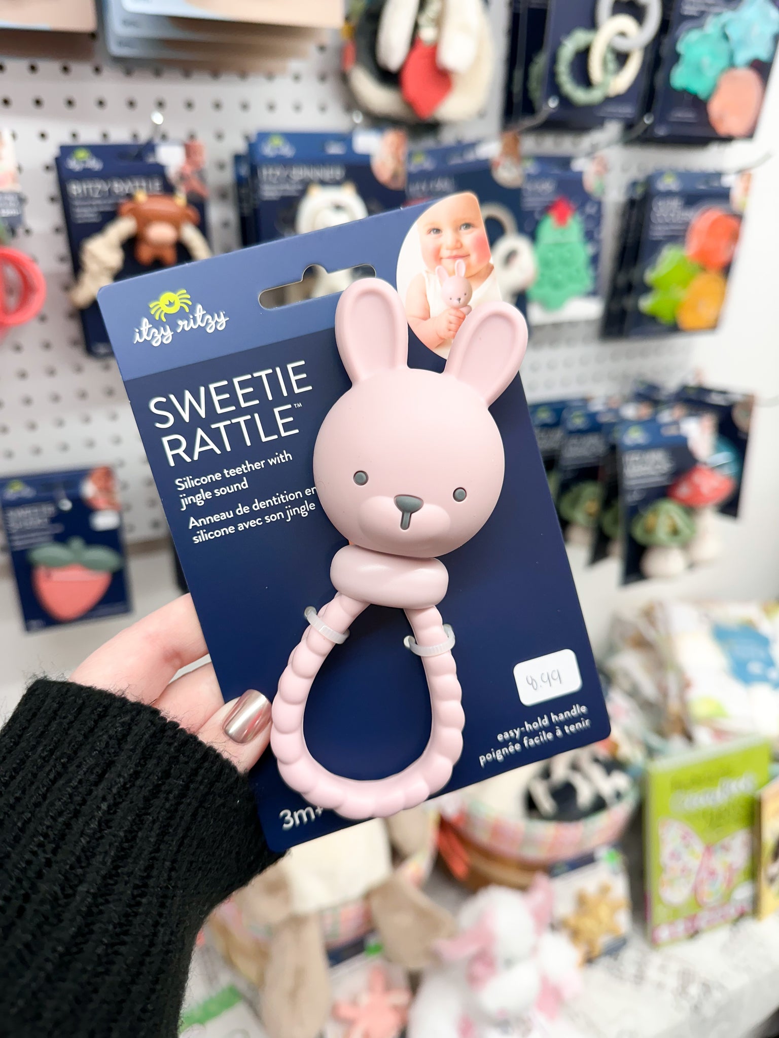 Sweetie Rattle™ Silicone Teether - Pink Bunny