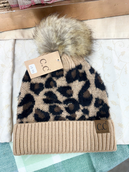 Leopard Pom CC Beanie