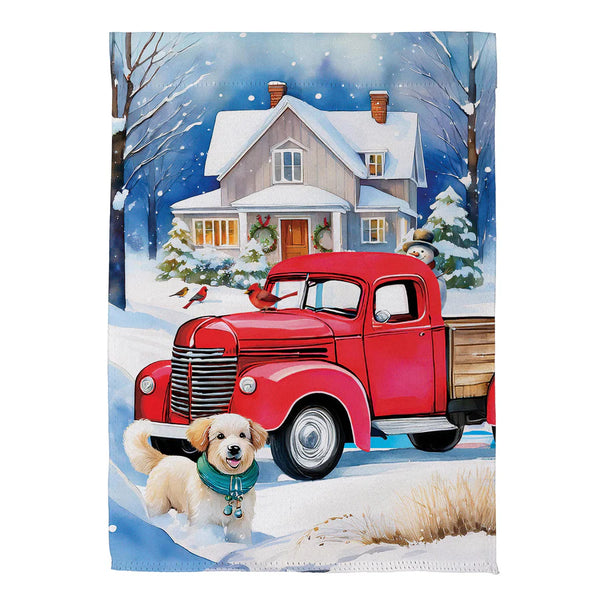 Family Christmas Truck Suede Garden Flag