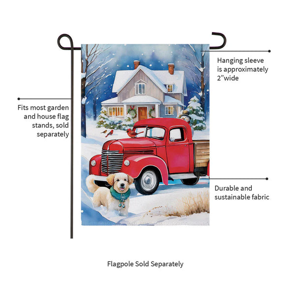 Family Christmas Truck Suede Garden Flag