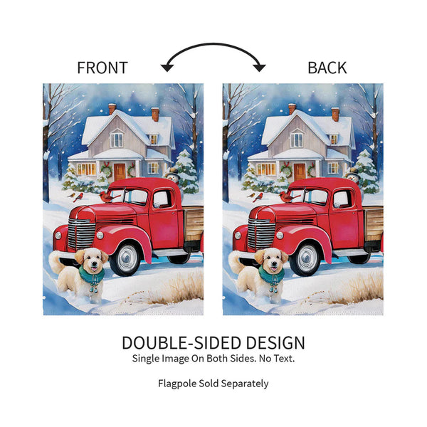 Family Christmas Truck Suede Garden Flag