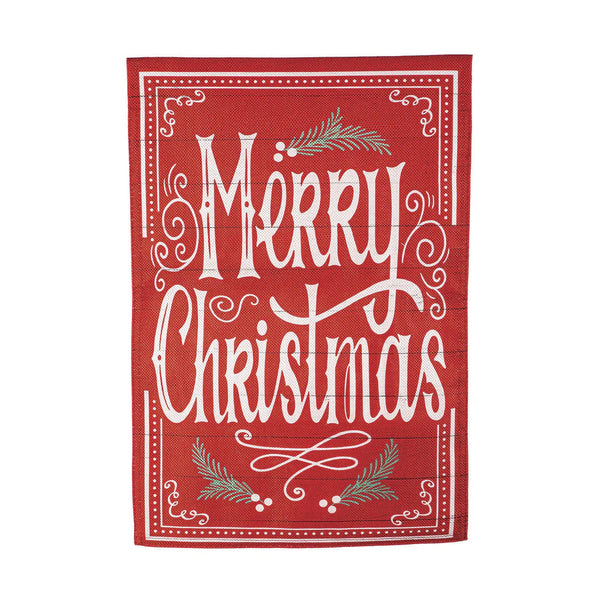 Quaint Merry Christmas Sign Burlap Garden Flag