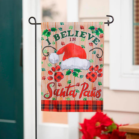Santa Paws Suede Garden Flag
