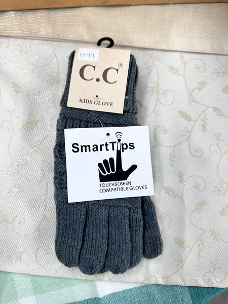 KIDS' Solid Cable Knit CC Gloves