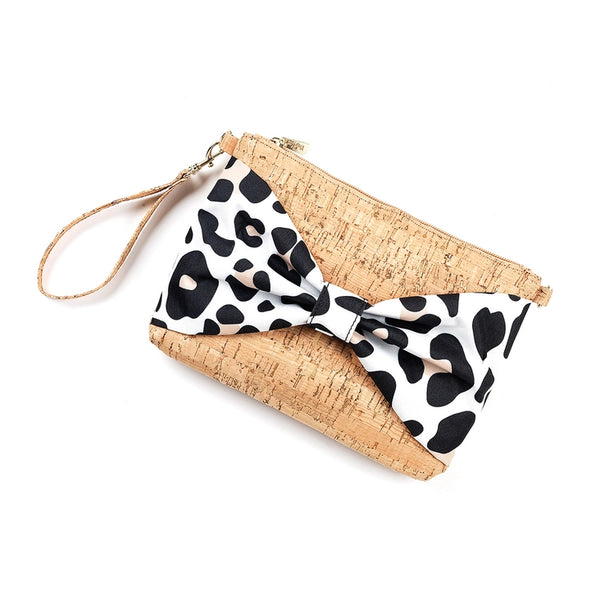 Catwalk Leopard Bow Cork Wristlet