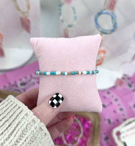 Beaded Blondes | Turquoise + White Sprinkle Bracelet