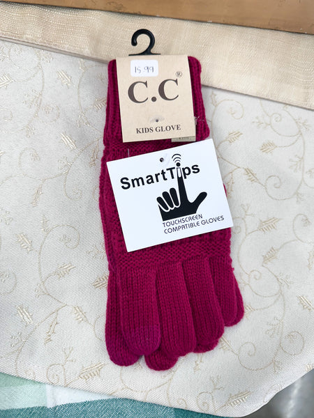 KIDS' Solid Cable Knit CC Gloves