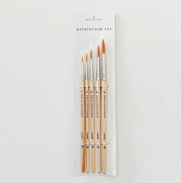 Watercolor Paintbrush Set - Set of 5 Wooden Brushes