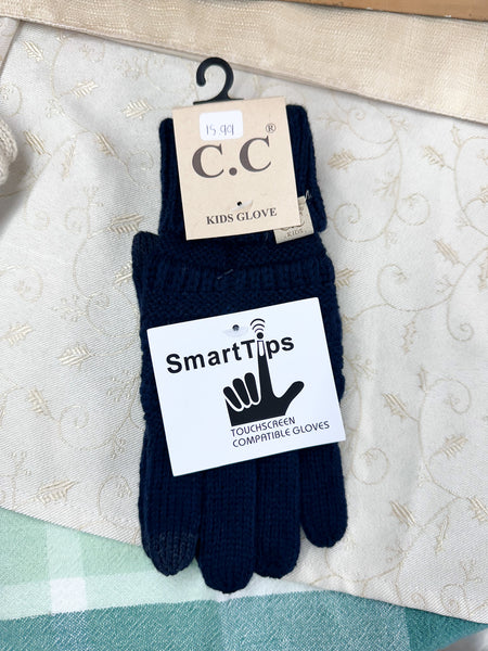 KIDS' Solid Cable Knit CC Gloves