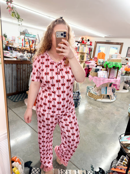 Simply Southern Lily PJ Set - Peppermint Bow