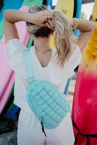 Mint Quilted Crossbody Sling Bag