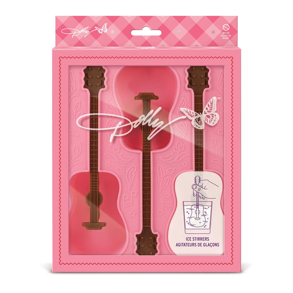 Dolly Parton Ice Mold Tray - Guitar Ice Stirrers