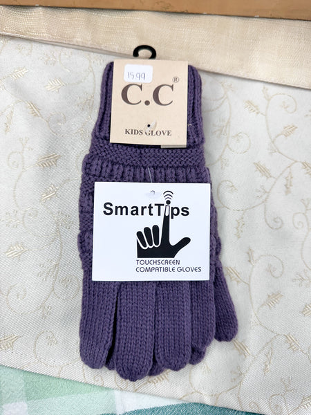 KIDS' Solid Cable Knit CC Gloves