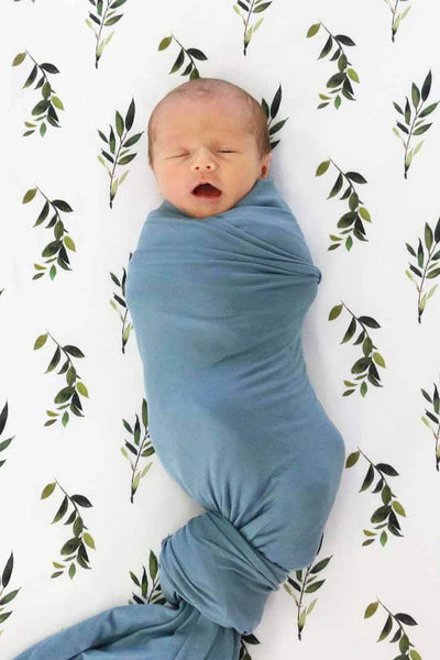 Caden Lane | Solid Dusty Blue Bamboo Knit Swaddle Blanket