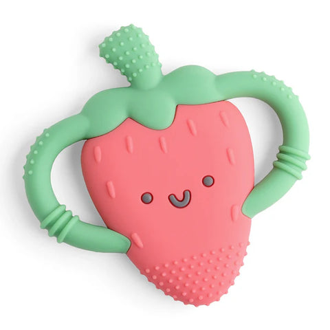 Chew Crew™ Silicone Handle Teether - Strawberry