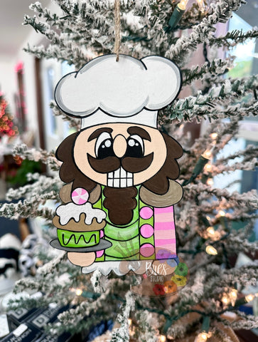 HAND-PAINTED WOOD ORNAMENT | Chef Nutcracker #1