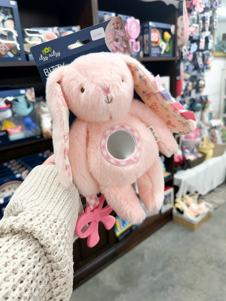 Bitzy Traveler™ Developmental Sensory Toy - Pink Bunny