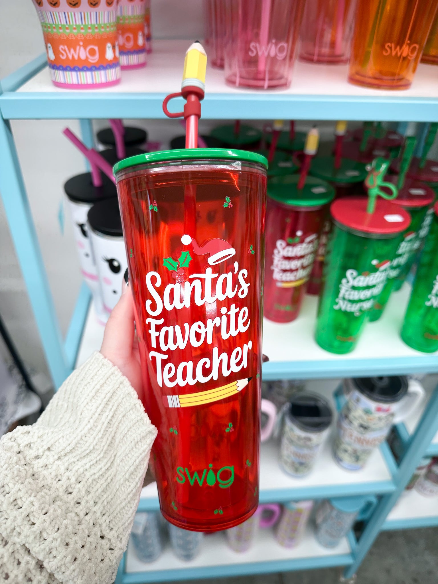 Swig 24 oz Plastic Tumbler - Santa's Favorite Teacher