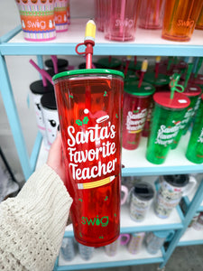 Swig 24 oz Plastic Tumbler - Santa's Favorite Teacher