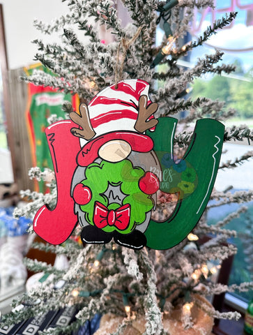 HAND-PAINTED WOOD ORNAMENT | JOY Gnome #1