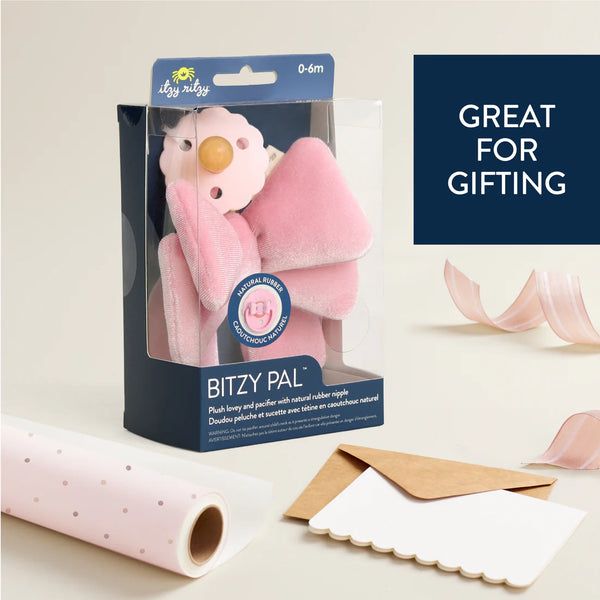 Bitzy Pal™ Natural Rubber Pacifier & Lovey - Bow