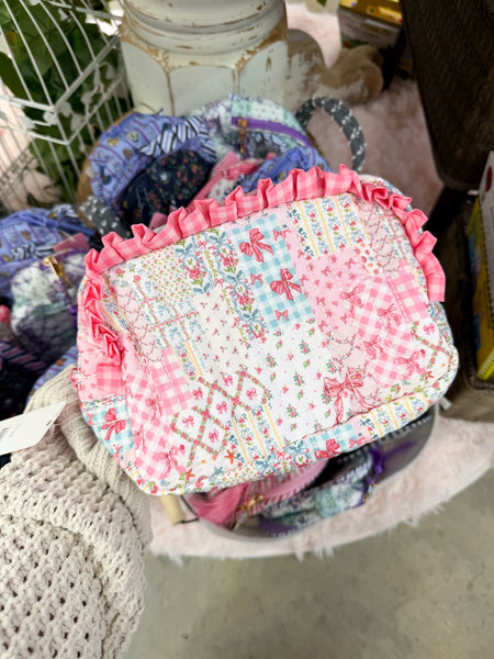 Simply Southern Quilted Ruffle Cosmetic Bag