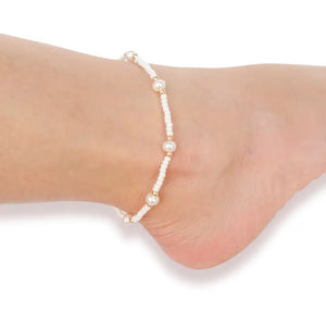 Beaded Blondes | White Pearl Anklet